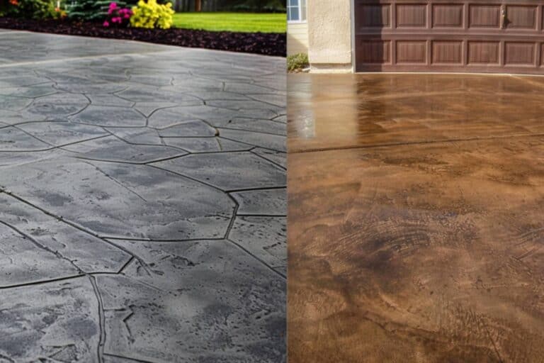 Stamped and Stained Concrete Driveways Side-by-Side Image